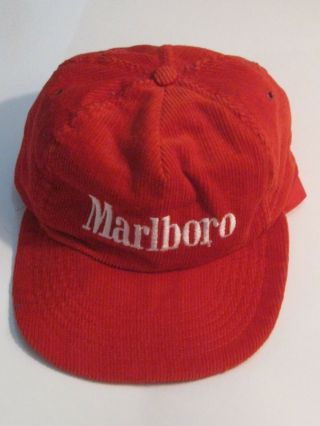 Marlboro Vintage Red Corduroy Snapback Adjustable Hat Cap Adjustable Embroidered