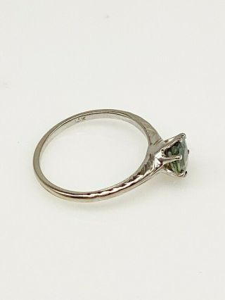 Antique 1920s $2400 1.  25ct Natural Blue Green Sapphire 14k White Gold Ring 6