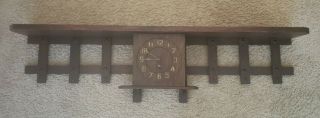 Antique Stickley Era Mission Oak Arts & Crafts Clock Shelf Plate Cup Rack Unique