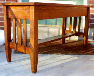 Antique Mission Oak Panio Bench Coffee Table Stickley Roycroft Era Unmarked