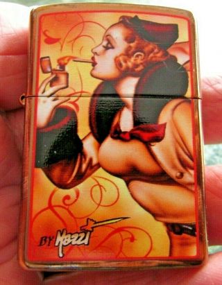Zippo Lighter - Windy Girl - Gold Chrome - By Mazzi (12 2