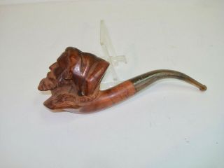 Vintage Hand Carved Briar,  Smoked Pipe Man,  Face,  Hat,  Beard Tobacco