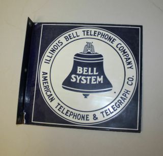 Antique Bell System Telephone Advertising Flange Double Sided Sign – Porcelain