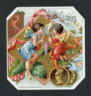 Old Young Glories Cigar Label - Circa 1890 