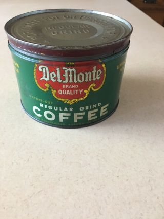 Vintage Del Monte Coffee Tin Can 1 Key Wind San Francisco Ca V Good