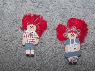 1:12 Dollhouse Miniature Artisan Dorrie Kaye Raggedy Ann & Andy Wooden Cutout