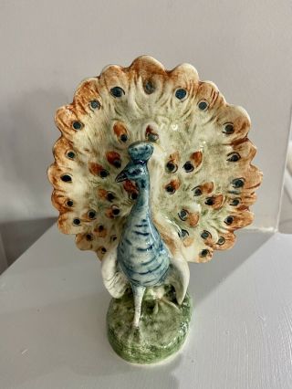 Vintage Royal Dux Czech Bohemian Peacock Vase