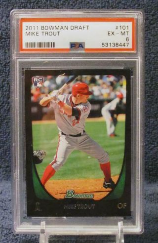 2011 Bowman Draft Mike Trout 101 Rookie Card Psa Grade 6 To