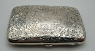 Large Antique Sterling Silver Cigar Case Case Birmingham 1899