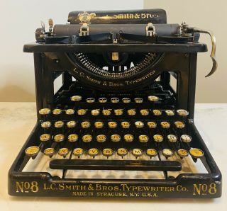 Antique Lc Smith & Bros Typewriter No 8 Restored - Fully Functional