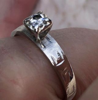 Estate Vintage 14k White Gold Diamond Engagement Ring Size 6