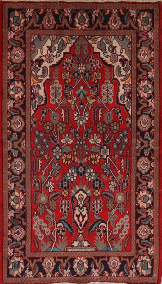 Vintage Floral Traditional Red Area Rug Hand - Knotted Oriental Foyer Carpet 4x7
