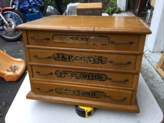 Magnificent Large Antique J&p Coats 4 Drawer Oak Spool Chest Cabinet File