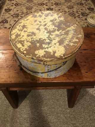 Large Antique Painted Pantry Box With Bail Handle - Thick Walled