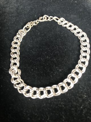Vintage Beau Sterling Silver Double Link Bracelet 7”