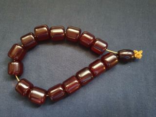Antique Ottoman Red Cherry Amber Bakelite Faturan Prayer Beads 63gr (no.  ЯП)