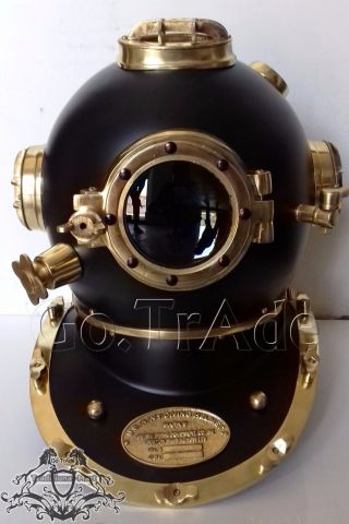 Vintage U.  S Navy Mark V Diving Divers Helmet Solid Steel Black Or Brass Finish