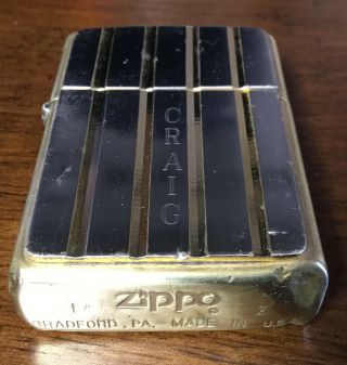 1994 Vintage Zippo Gold And Silver Stripes On Brass Lighter Craig