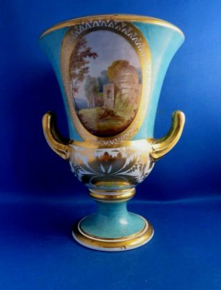 Antique Early 19thc Derby Hand Painted Campagna Vase C1820 " Near Spolito Italy "