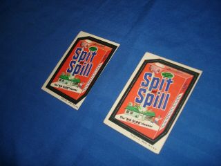 Vintage Wacky Packages Series 3 " Spit And Spill " Variant Stickers - 2 Count