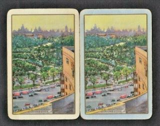 2 Named Swap Playing Cards 1930s Vintage London Scene Dorchester Hotel - Rare