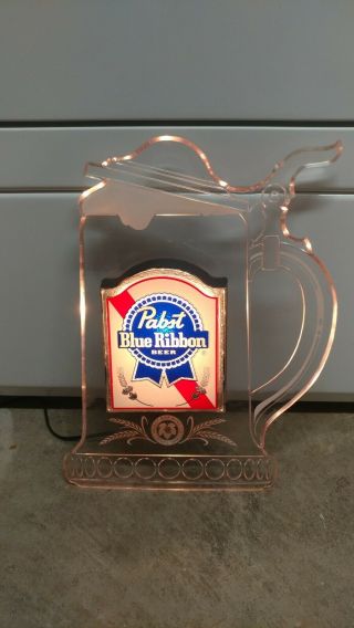 Vintage Pabst Blue Ribbon Lighted Beer Stein Sign Rare