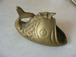 - Cool Old Vintage Solid Brass Mcm Whale Fish Ashtray Cigar Cigarette Smoking -