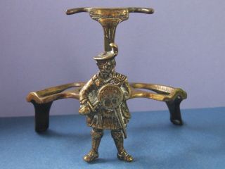 A Vintage Brass Stand With Scottish Highlander.  Pipe Rest ?