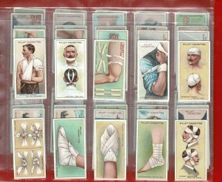 First Aid - W.  D.  & H.  O.  Wills - 1915 Full Cigarette Card Set In Sleeves (ry09)