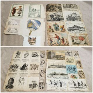 ANTIQUE VINTAGE TRADE CARD SCRAPBOOK ALBUM BOOK 1880 ' S CIGARETTE SANTA CHRISTMAS 6