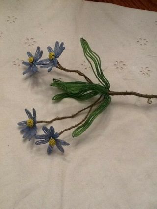 Vintage 10 " Bunch French Beaded Flowers,  Daisies
