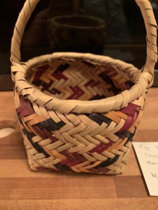 Vintage Choctaw Native American Indian Hand Woven Egg Basket Nancy King Weaver