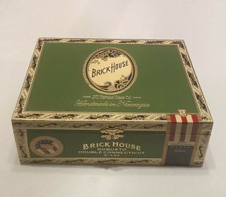 Brickhouse - Robusto - Double Connecticut - Green Wooden Cigar Box W/ Gold Trim