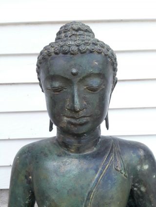 Antique Asian Sino Tibetan Bronze Figure Of Buddha Sit Statue 5