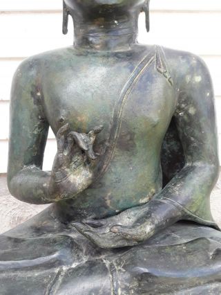 Antique Asian Sino Tibetan Bronze Figure Of Buddha Sit Statue 6