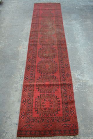 F2682 Vintage Handmade Afghan Turkman Sarouqi Wool Rug Runner 2 