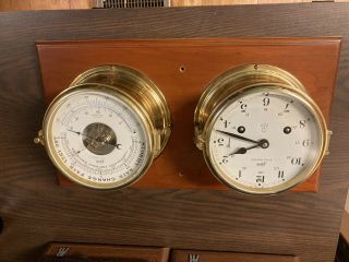 Schatz Royal Mariner Ships Bell Clock & Barometer Matching Set W/key And Book