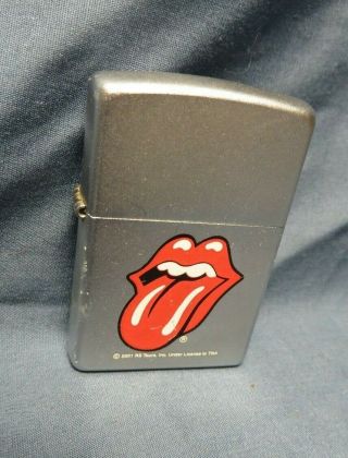 Vintage Zippo Rolling Stones Tongue Lips Lighter,  Metal,  Sparks,  Rock Roll,