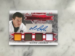 2019 - 20 Leaf Ultimate Signature Relics Mario Lemieux Game - Auto /3