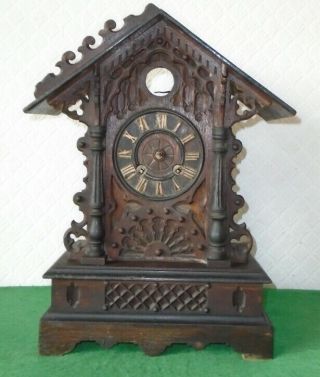 Antique Cuckoo Clock Bracket Clock Carved Black Forest 4 Restoration Circa 1880