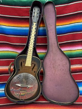 Attic Find Vintage 1930’s Dailey Dobro Resonator Guitar W/ Geib Inc.  Case