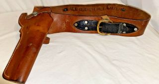 Vintage Old Leather Western Cowboy Gun Holster Bullet Belt Photo Costume Prop