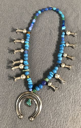 Antique Squash Blossom Necklace Native American Navajo Old Pawn