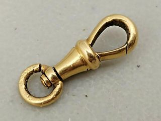 Antique French 18k Solid Gold Dog Hook Swivel Clasp For Watch Chain 3.  25g