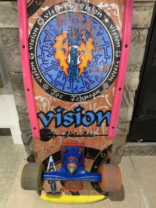 Vintage Joe Johnson Vision Skateboard With Tracker Trucks And Slimeball Wheels