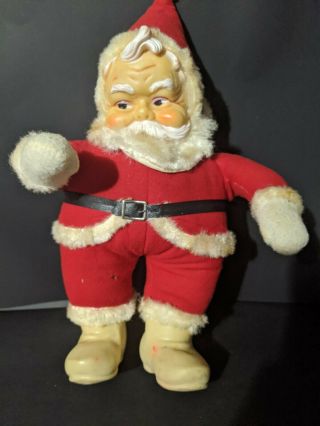 Vintage Rushton Co.  Santa Claus Doll Plush W/ Rubber Face