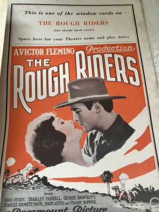 Rare Vintage Paramount The Rough Riders 1927 Movie Press Kit W/ Poster Sample