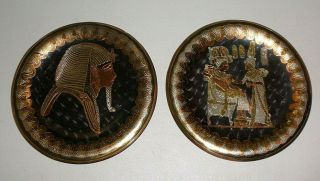 Vintage Copper/brass Egyptian Plates - Hand Made In Egypt - 5 1/2 " Across