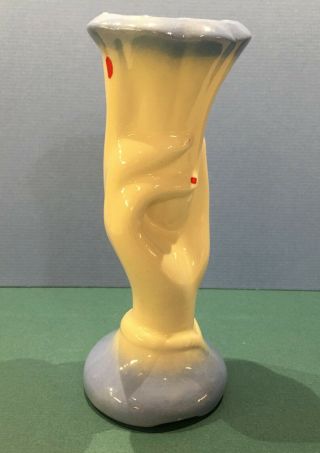 Vintage Lady Hand Vase Blue Apco American Pottery Co Hand Holding Trumpet