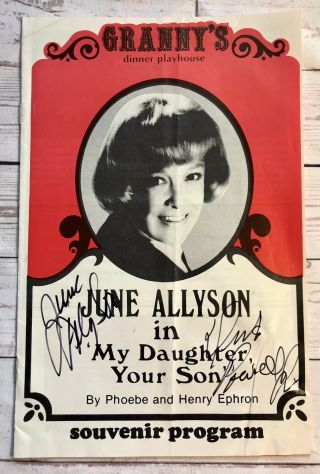 Dick Powell & June Allyson Autograph Program Granny’s Dinner Playhouse Vintage